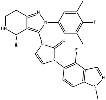 1-[(4S)-2-(4-氟-3,5-二甲基苯基)-4,5,6,7-四氢-4-甲基-2H-吡唑并[4,-C]吡啶-3-基]-3-(4-氟-1-甲基-1H-吲唑-5-基)-1,3-二氢-2H-咪唑-2-酮 2212022-56-3