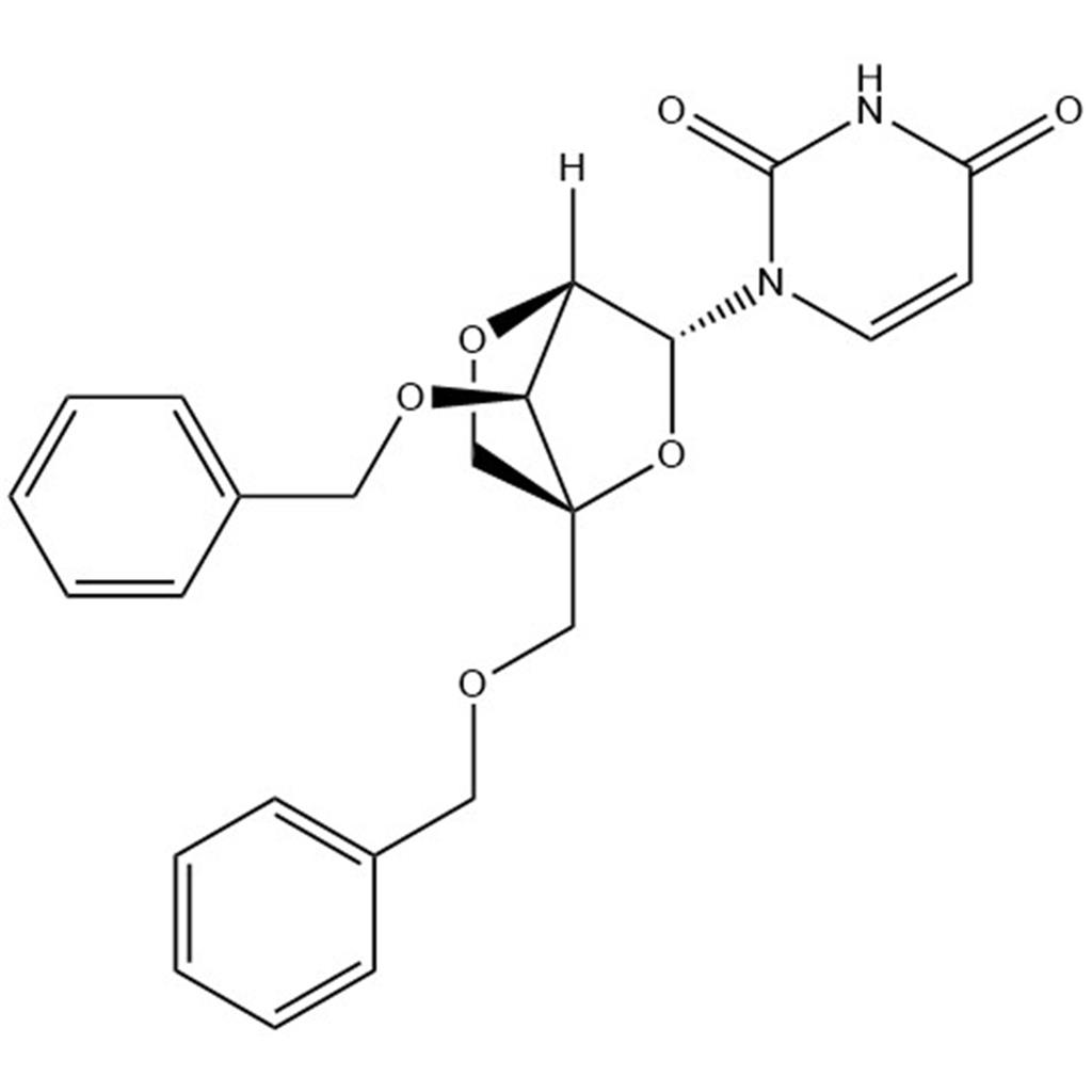 2,4(1H,3H)-Pyrimidinedione, 1-[2,5-anhydro-4-C-[(phenylmethoxy)methyl]-3-O-(phenylmethyl)-α-L-lyxofuranosyl]-;206055-63-2