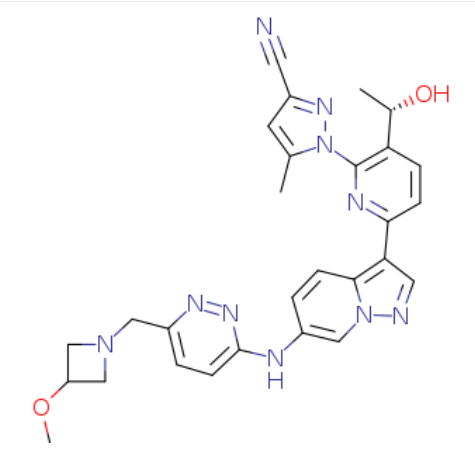 1-[3-[(1s)-1-hydroxyethyl]-6-[6-[[6-[(3-methoxyazetidin-1-yl)methyl]pyridazin-3-yl]amino]pyrazolo[1,5-a]pyridin-3-yl]pyridin-2-yl]-5-methylpyrazole-3-carbonitri