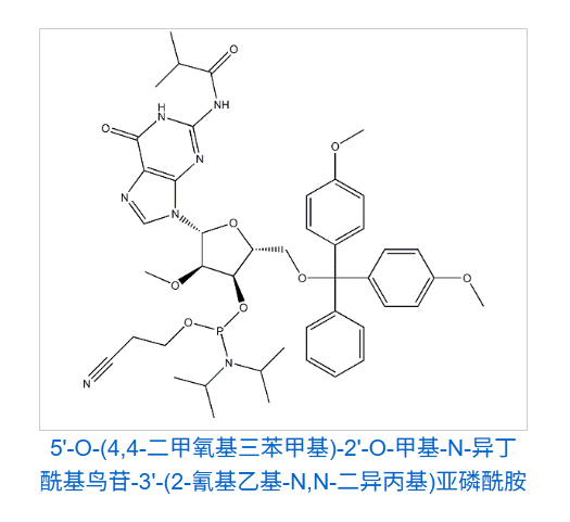 5'-O-(4,4-二甲氧基三苯甲基)-2'-O-甲基-N-异丁酰基鸟苷-3'-(2-氰基乙基-N,N-二异丙基)亚磷酰胺