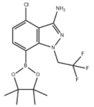 4-氯-7-(4,4,5,5-四甲基-1,3,2-二氧硼杂环戊烷-2-基)-1-(2,2,2-三氟乙基)-1H-吲唑-3-胺；2189684-53-3