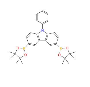 9-苯基咔唑-3,6-二硼酸频那醇酯  618442-57-2  9-Phenyl-3,6-bis(4,4,5,5- tetramethyl-1,3,2-dioxaborolan- 2-yl)-9H-carbazol