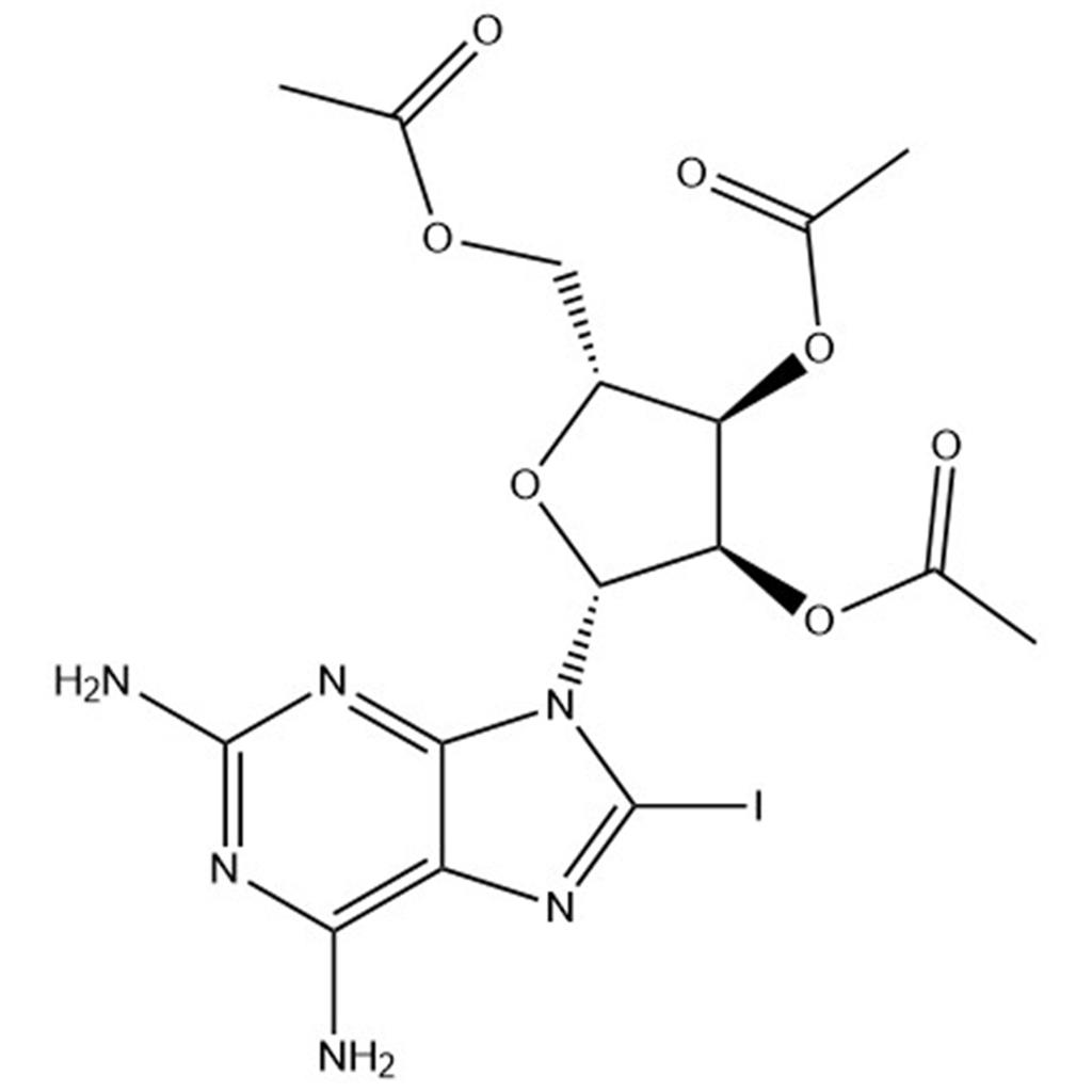 (2R,3R,4R,5R)-2-(acetoxymethyl)-5-(2,6-diamino-8-iodo-9H-purin-9-yl)tetrahydrofuran-3,4-diyl diacetate