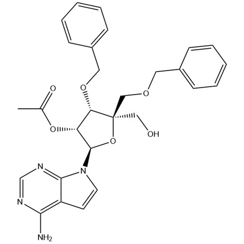 (2R,3R,4S,5R)-2-(4-amino-7H-pyrrolo[2,3-d]pyrimidin-7-yl)-4-(benzyloxy)-5-((benzyloxy)methyl)-5-(hydroxymethyl)tetrahydrofuran-3-yl acetate