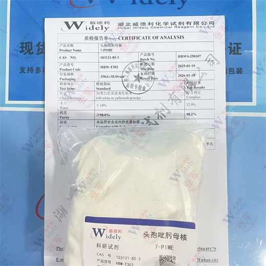 威德利 头孢吡肟母核 103121-85-3 99%以上 湖北威德利提供 专业精准检测 为类白色至淡黄色粉末