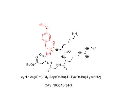cyclic Arg(Pbf)-Gly-Asp(Ot-Bu)-D-Tyr(Ot-Bu)-Lys(NH2)
