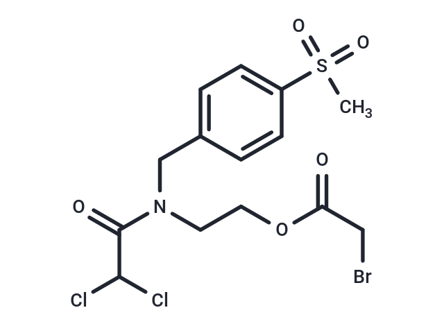 化合物 Acetic acid, bromo-, 2-((dichloroacetyl)((4-(methylsulfonyl)phenyl)methyl)amino)ethyl ester|T29582|TargetMol