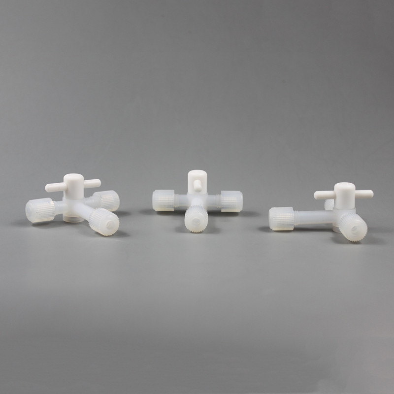 PFA两通 三通阀门 pfa卡套接头1/4英寸半导体气体管道接头