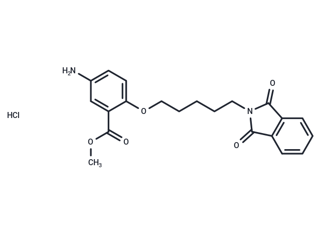 化合物 Benzoic acid, 5-amino-2-((5-(1,3-dioxoisoindolin-2-yl)pentyl)oxy)-, methyl ester, hydrochloride|T30381|TargetMol
