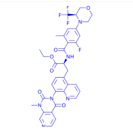 ethyl (S)-2-(2-fluoro-6-methyl-4-((R)-3-(trifluoromethyl)morpholino)benzamido)-3-(8-(1-methyl-2,4-dioxo-1,4-dihydropyrido[3,4-d]pyrimidin-3(2H)-yl)quinolin-5-yl