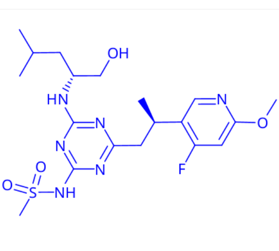 N-(4-((R*)-2-(4-fluoro-6-methoxypyridin-3-yl)propyl)-6-(((R)-1-hydroxy-4-methylpentan-2-yl)amino)-1,3,5-triazin-2-yl)methanesulfonamide