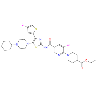 (3-氯-5-([4-(4-氯噻吩-2-基)-5-(4-环己基哌嗪-1-基)噻唑-2-基]氨基甲酰)-2-吡啶基)哌啶-4-羧酸乙酯