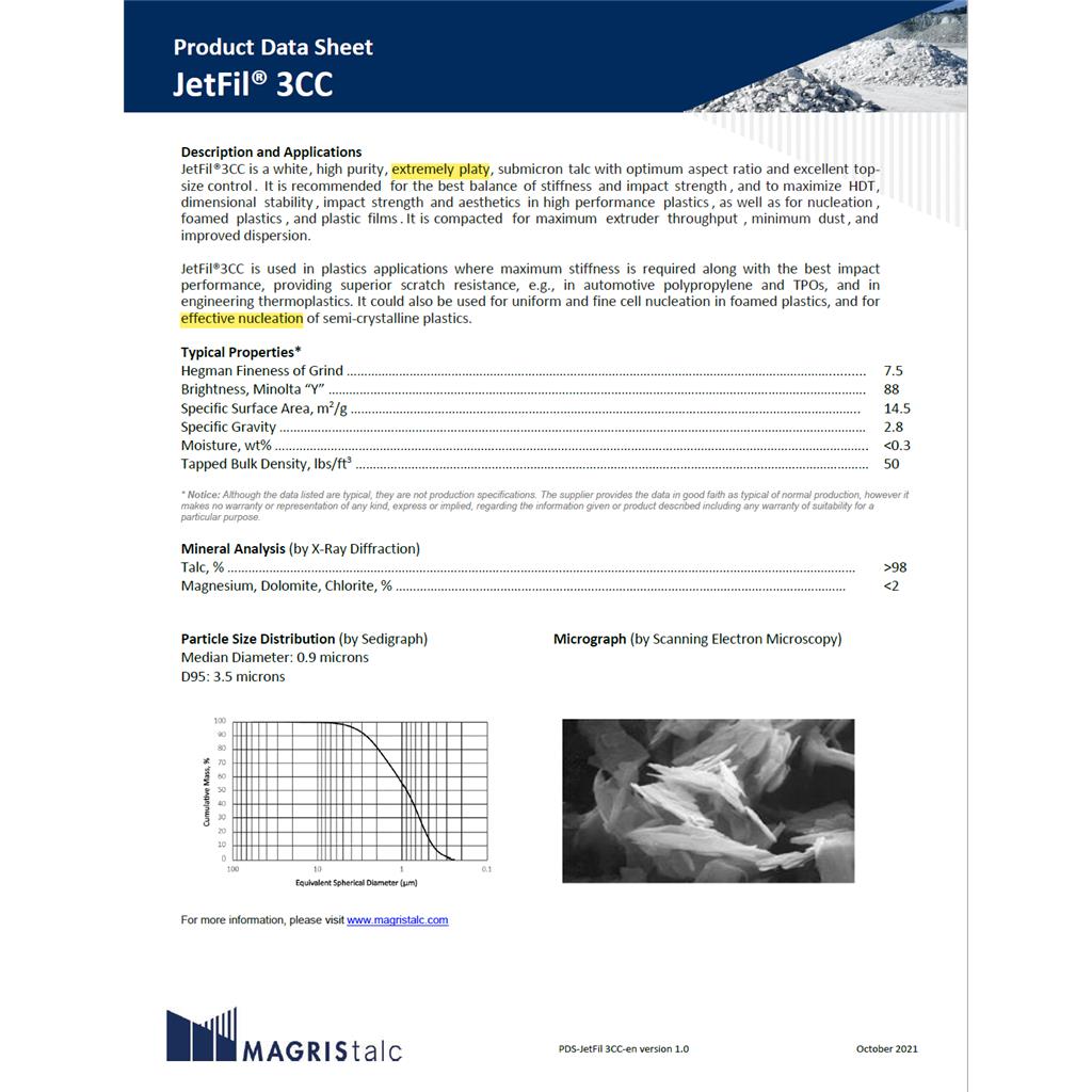 超细滑石粉Jetfil 3CC,700C, 575C,M700C 