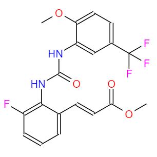 (E)-3-(3-氟-2-(3-(2-甲氧基-5-(三氟甲基)苯基)脲基)苯基)丙烯酸甲酯；917389-26-5