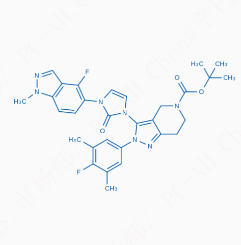 tert-Butyl 3-(3-(4-fluoro-1-methyl-1H-indazol-5-yl)-2-oxo-2,3-dihydro-1H-imidazol-1-yl)-2-(4-fluoro-3,5-dimethylphenyl)-2,4,6,7-tetrahydro-5H-pyrazolo[4,3-c]pyr