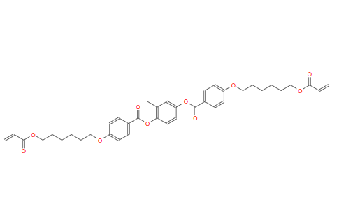 二(6'-丙烯酰氧基己氧基对苯甲酸)甲基对苯二酚酯  125248-71-7  2-Methyl-1, 4-phenyl-bis[4-(6-arcryloyoxyhexyloxy)benzoat] ;R6M