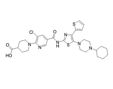 1-(3-氯代-5-｛[4-(噻吩-2-基)-5-(4-环己基哌嗪-1-基)-1,3-噻唑-2-基]氨基甲酰基｝吡啶-2-基)哌啶-4-羧酸(AFQBP-IM-E)