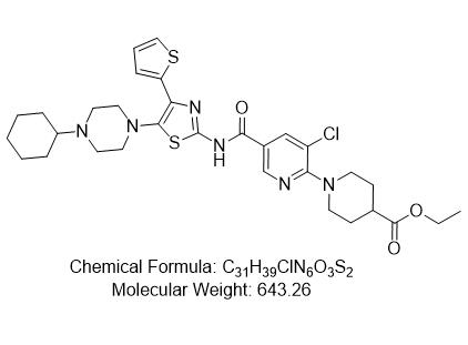 1-（3-氯代-5-{[4-（噻吩-2-基）-5-（4-环己基哌嗪-1-基）-1,3-噻唑-2-基]氨基甲酰基}吡啶-2-基）哌啶-4-羧酸乙酯(AFQBP-IM-309)
