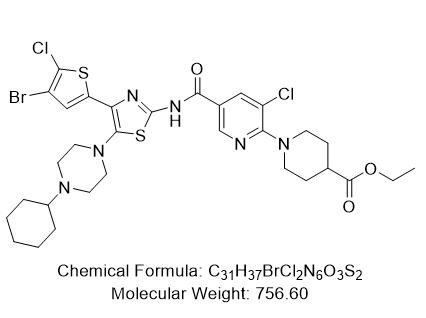 1-（3-氯代-5-{[4-（4-氯-5-溴噻吩-2-基）-5-（4-环己基哌嗪-1-基）-1,3-噻唑-2-基]氨基甲酰基}吡啶-2-基）哌啶-4-羧酸乙酯（AFQBP-IM-310）