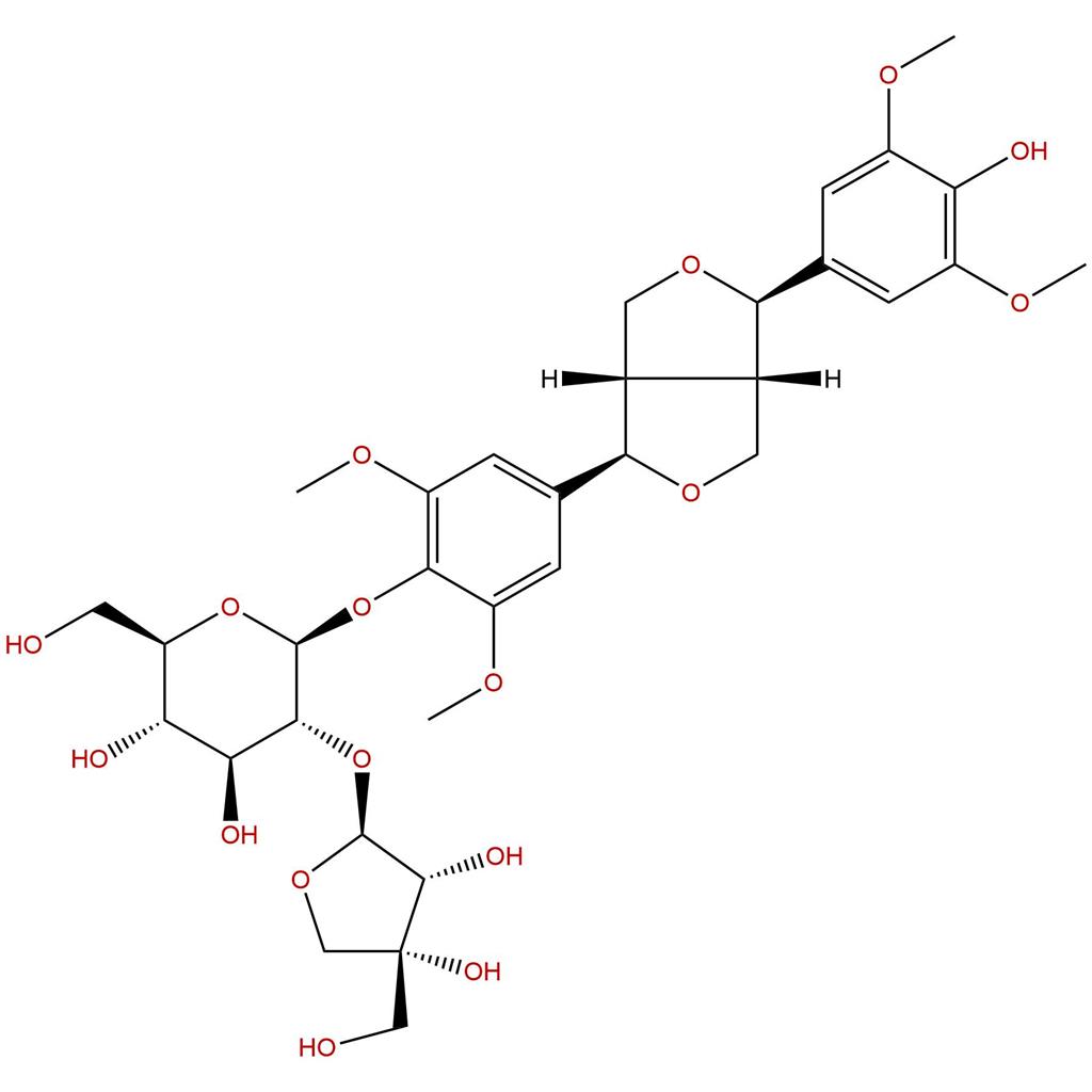 (-)-丁香树脂酚-4-O-β-D-呋喃芹糖基-(1→2)-β-D-吡喃葡萄糖苷(CAS:136997-64-3)