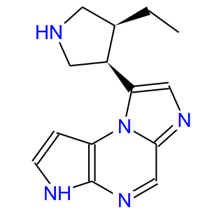 8-((3R,4S)-4-乙基吡咯烷-3-基)-3H-咪唑并[1,2-A]吡咯并[2,3-E]吡嗪；1708997-43-6