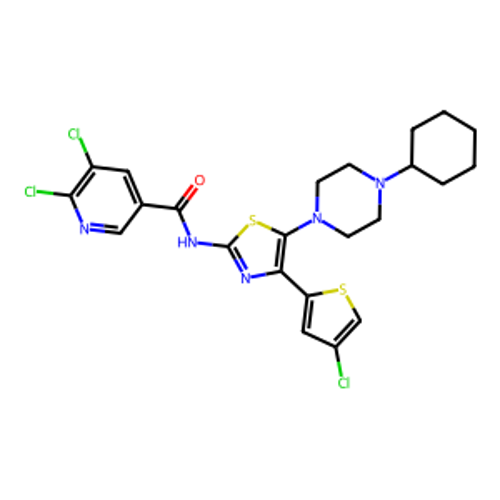 5,6-二氯-N-(4-(4-氯噻吩-2-基)-5-(4-环己基哌嗪-1-基)噻唑-2-基)烟酰胺