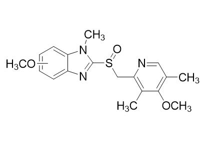 5-甲氧基-2-［［（4-甲氧基-3，5-二甲基-2-吡啶基）甲基］亚硫酰基］-1-甲基苯并咪唑与6-甲氧基-2-［［（4-甲氧基-3，5-二甲基-2-吡啶基）甲基］亚硫酰基］-1-甲基苯并咪唑