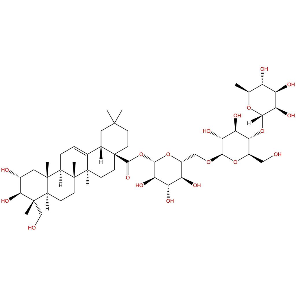 积雪草酸-28-O-鼠李糖(1-4)葡萄糖(1-6)葡萄糖苷，Scheffoleoside A，160669-23-8