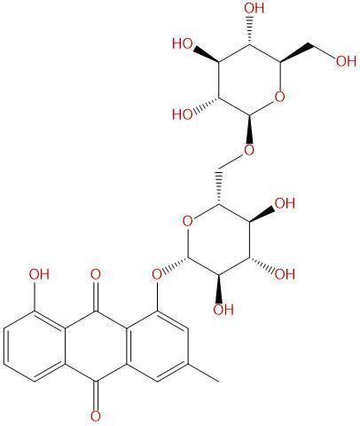 大黄酚-1-O-β-龙胆二糖苷，chrysophanol-1-O-β-gentiobioside，54944-38-6