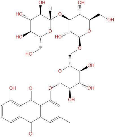 大黄酚-1-O-β-三葡萄糖苷，Chrysophanol triglucoside，120181-07-9