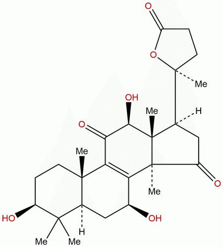 3β,7β,12β-三羟基-11,15-二羰基-羊毛甾烷-8-烯-24→20内酯，Ganoderlactone D，1801934-15-5
