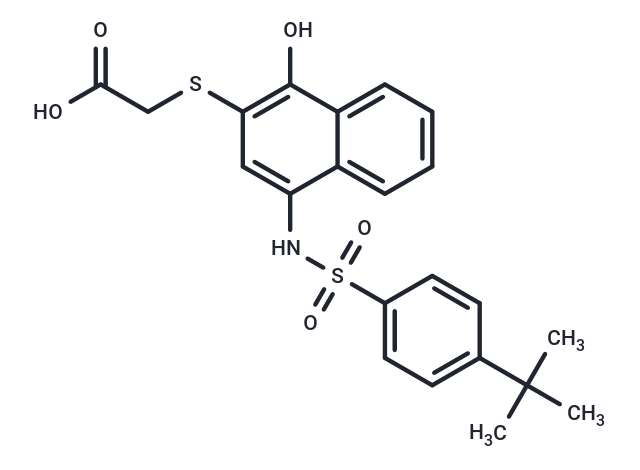 化合物 Acetic acid, 2-[[4-[[[4-(1,1-dimethylethyl)phenyl]sulfonyl]amino]-1-hydroxy-2-naphthalenyl]thio]-|T67441|TargetMol
