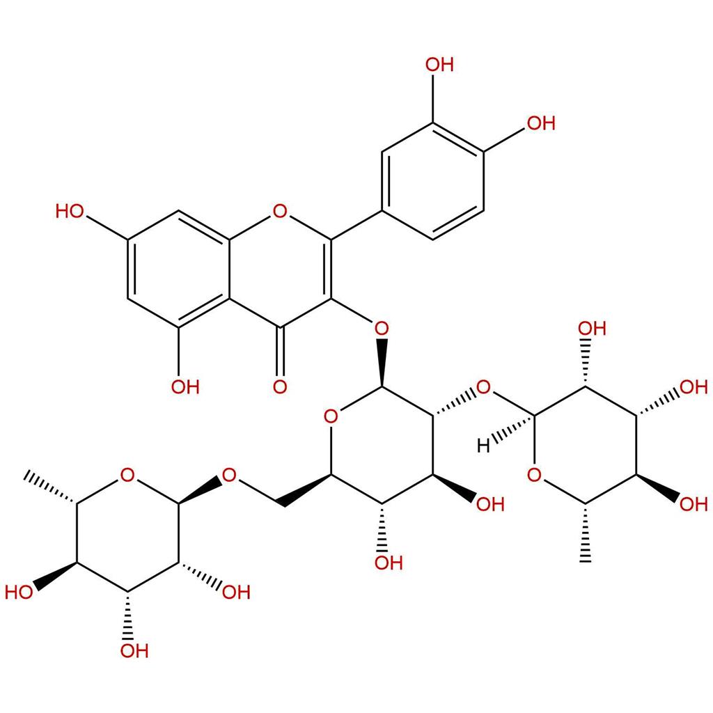 槲皮素-3-O-芸香糖-(1→2)-O-鼠李糖苷，Quercetin 3-O-rutinoside-(1→2)-O-rhamnoside，55696-57-6
