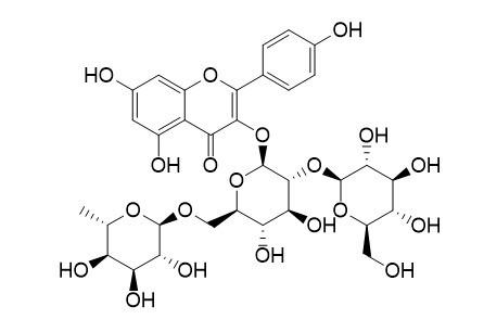 山柰酚-3-O-(2""-O-β-D-葡萄糖基)-β-D-芸香糖苷，Kaempferol-3-O-(2"-O-β-D- glucopyl)-β-D-rutinoside，55696-58-7