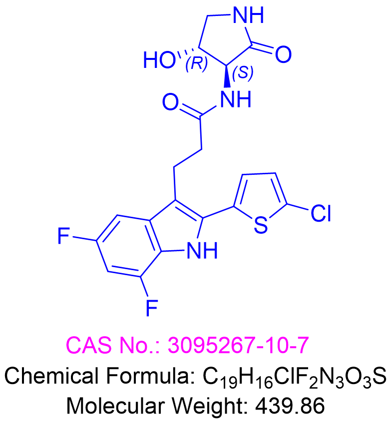 3-(2-(5-chlorothiophen-2-yl)-5,7-difluoro-1H-indol-3-yl)-N-((3S,4R)-4-hydroxy-2-oxopyrrolidin-3-yl)propanamide