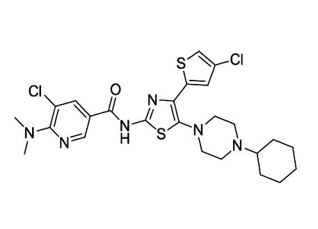 5-氯-N- [4-(4-氯噻吩-2-基)-5-(4-环己基哌嗪-1-基)-1,3-噻唑-2-基]-6-(二甲氨基)吡啶-3-甲酰胺（AFQBP-IM-A)