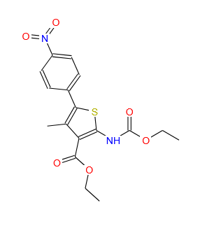 3-(乙氧基羰基)-4-甲基-5-(4-硝基苯基)噻吩-2-基氨基甲酸乙酯  308831-93-8  ethyl 2-((ethoxycarbonyl)amino)-4-methyl-5-(4-nitrophenyl)thiophene-3-carboxylate  