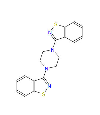 223586-82-1；1,4-二(苯并[D]异噻唑-3-基)哌嗪；3-[4-(1,2-benzothiazol-3-yl)piperazin-1-yl]-1,2-benzothiazole