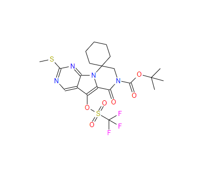 Spiro[cyclohexane-1,9'(6'H)-pyrazino[1',2':1,5]pyrrolo[2,3-d]pyrimidine]-7'(8'H)-carboxylic acid, 2'-(methylthio)-6'-oxo-5'-[[(trifluoromethyl)sulfonyl]oxy]-, 