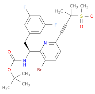叔丁基(S)-(1-(3-溴-6-(3-甲基-3-(甲基磺酰基)- 1-炔-1-基)吡啶-2-基)-2-(3,5-二氟苯基)乙基)氨基甲酸酯