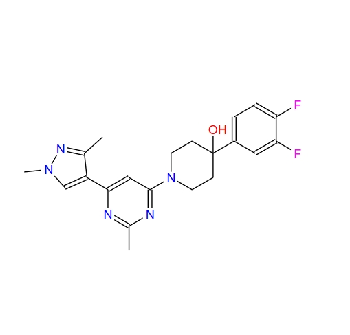 4-(3,4-difluorophenyl)-1-(6-(1,3-dimethyl-1H-pyrazol-4-yl)-2-methylpyrimidin-4-yl)piperidin-4-ol