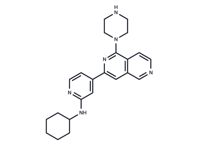 化合物 N-Cyclohexyl-4-[1-(1-piperazinyl)-2,6-naphthyridin-3-yl]-2-pyridinamine|T9256|TargetMol
