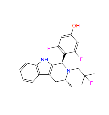 3,5-difluoro-4-((1R,3R)-2-(2-fluoro-2-methylpropyl)-3-methyl-2,3,4,9-tetrahydro-1H-pyrido[3,4-b]indol-1-yl)phenol