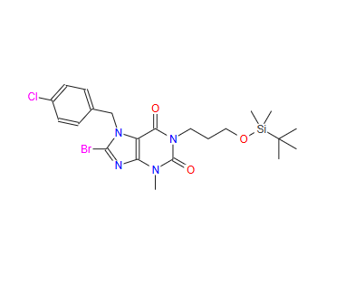 8-bromo-1-(3-((tert-butyldimethylsilyl)oxy)propyl)-7-(4-chlorobenzyl)-3-methyl-3,7-dihydro-1H-purine-2,6-dione