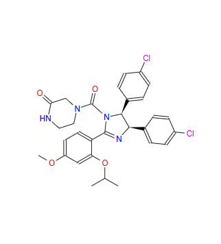REL-4-[[(4R,5S)-4,5-双(4-氯苯基)-4,5-二氢-2-[4-甲氧基-2-(1-甲基乙氧基)苯基]-1H-咪唑-1-基]羰基]-2-哌嗪酮