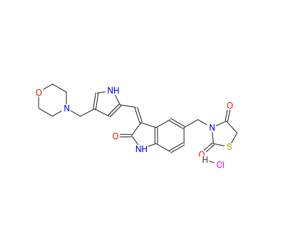 2,4-Thiazolidinedione, 3-[[(3Z)-2,3-dihydro-3-[[4-(4-MorpholinylMethyl)-1H-pyrrol-2- yl]Methylene]-2-oxo-1H-indol-5-yl]Methyl]-, hydrochloride