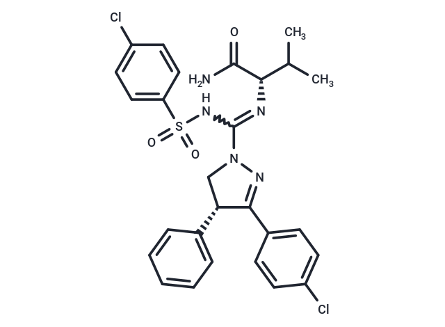 化合物 (S)-2-((R)-3-(4-chlorophenyl)-N'-((4-chlorophenyl)sulfonyl)-4-phenyl-4,5-dihydro-1H-pyrazole-1-carboximidamido)-3-methylbutanamide|T9281|TargetMol