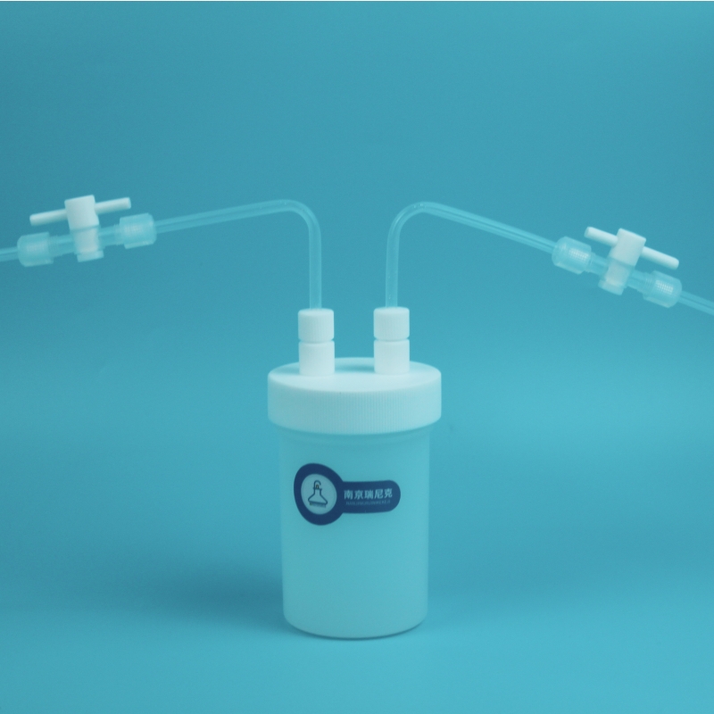 特氟龙PFA洗气瓶装置进出口1/4英寸耐压0.1mpa耐强酸强碱缓冲瓶