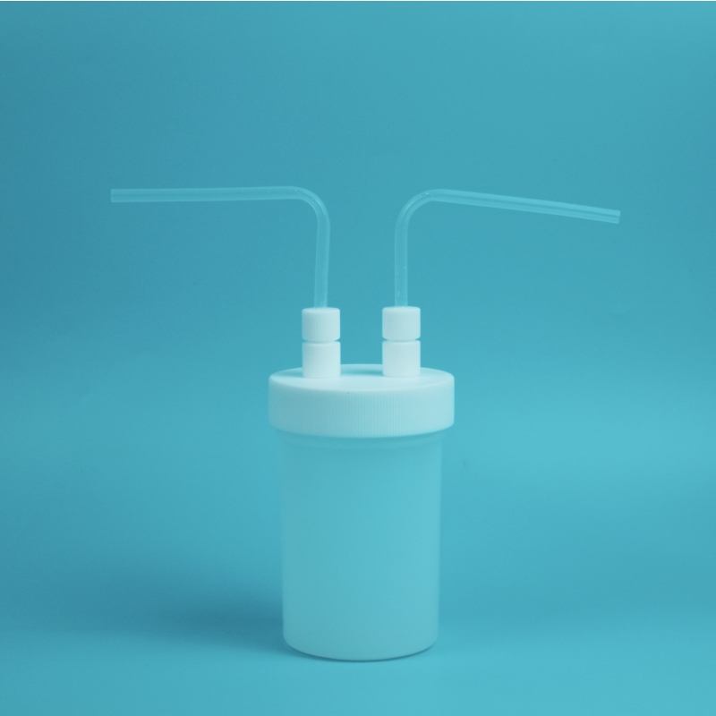 特氟龙PFA洗气瓶装置进出口1/4英寸耐压0.1mpa耐强酸强碱缓冲瓶