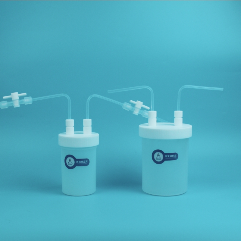 特氟龙PFA洗气瓶装置进出口1/4英寸耐压0.1mpa耐强酸强碱缓冲瓶
